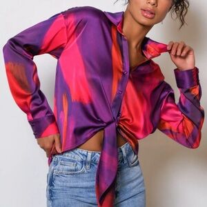Hutch Robbie Tie Front Long  Sleeve Blouse